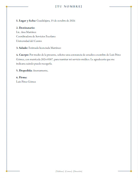 Carta Formal Corta: diseño Marco fino