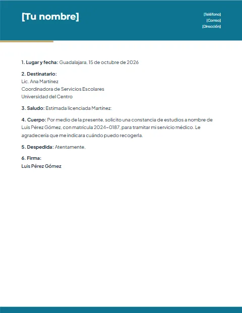 Carta Formal Corta: diseño Moderno