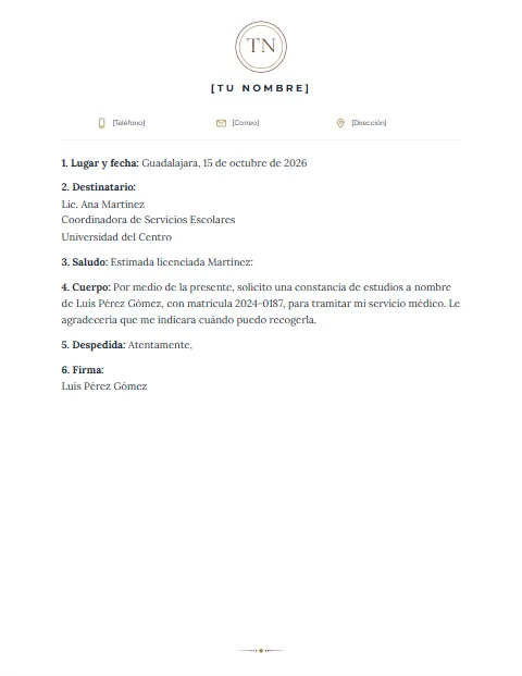 Carta Formal Corta: diseño Monograma