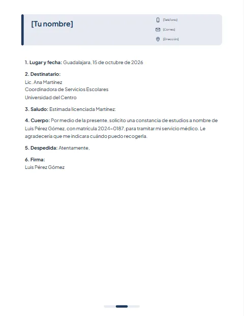 Formato de carta formal corta para descargar en Word