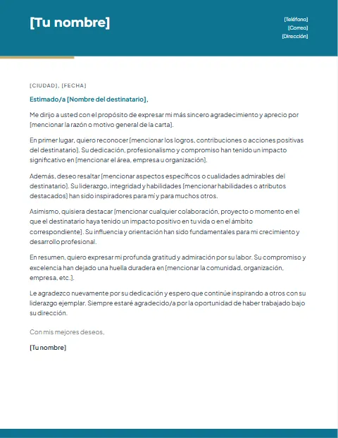Formato de Carta Formal: diseño Moderno
