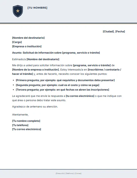 Carta de Solicitud Formal: diseño Oficio con banda