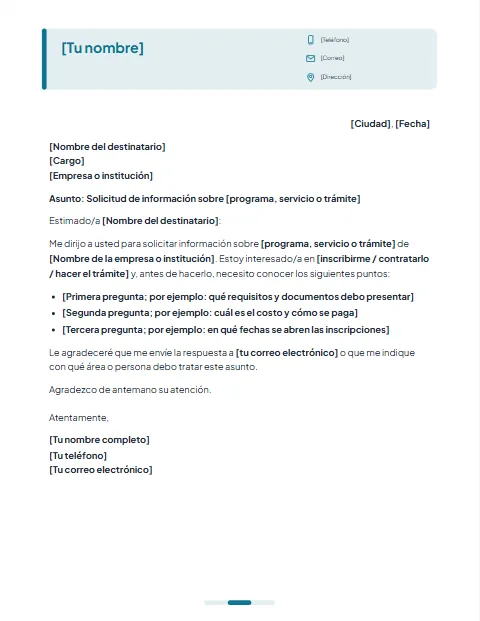 Carta de Solicitud Formal: diseño Tarjeta