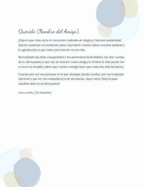 Carta Informal para un Amigo: diseño Acuarela
