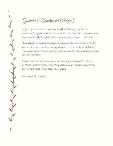 Carta Informal para un Amigo: diseño Botánico