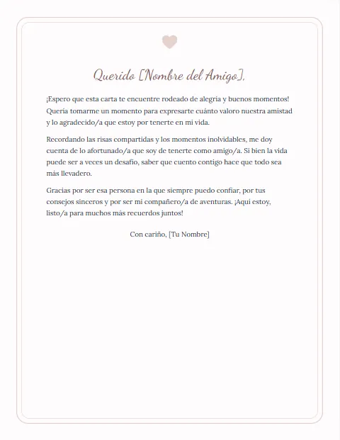 Carta Informal para un Amigo: diseño Cariño