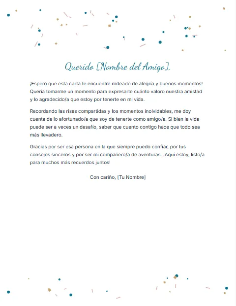 Carta Informal para un Amigo: diseño Celebración