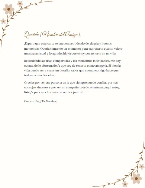 Carta Informal para un Amigo: diseño Floral