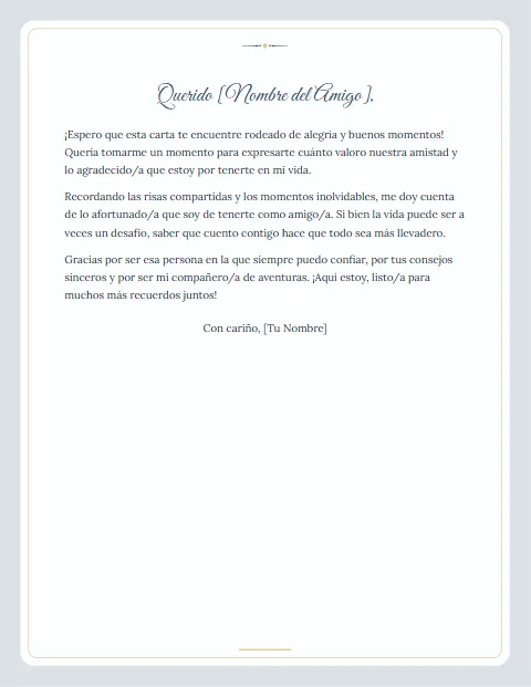 Carta Informal para un Amigo: diseño Postal
