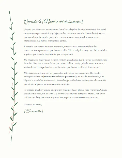 Formato de Carta Informal: diseño Botánico