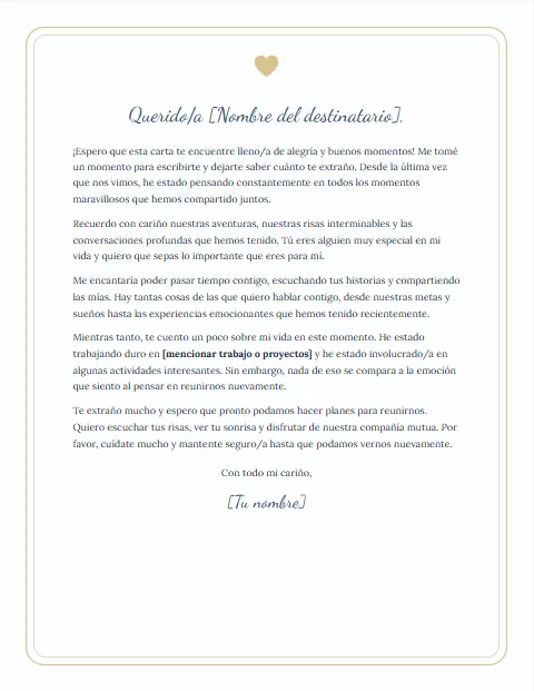 Formato de Carta Informal: diseño Cariño