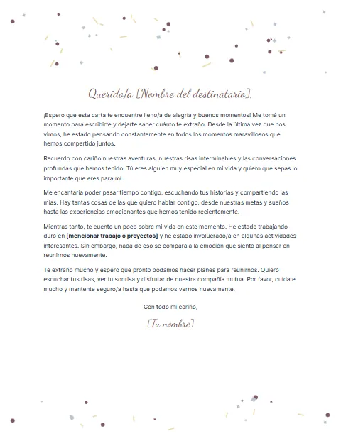 Formato de Carta Informal: diseño Celebración