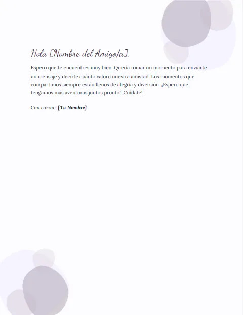 Carta Informal Corta: diseño Acuarela