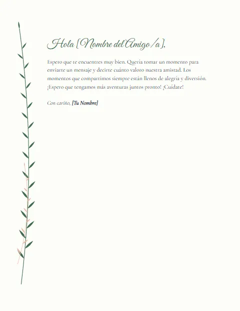 Carta Informal Corta: diseño Botánico