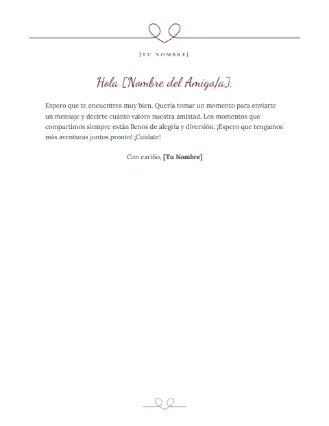 Carta Informal Corta: diseño Corazón de una línea
