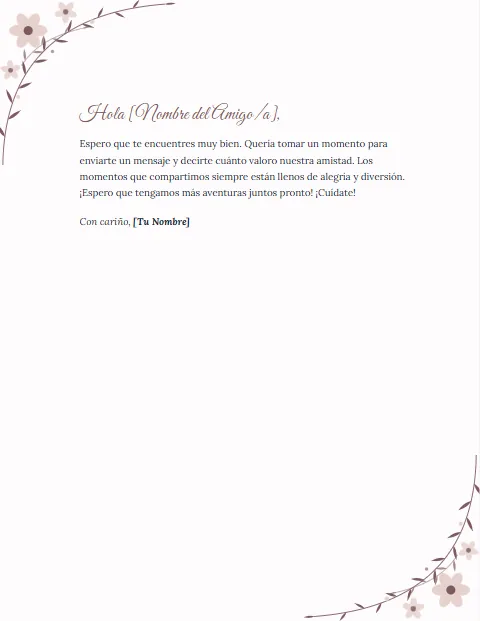 Carta Informal Corta: diseño Floral
