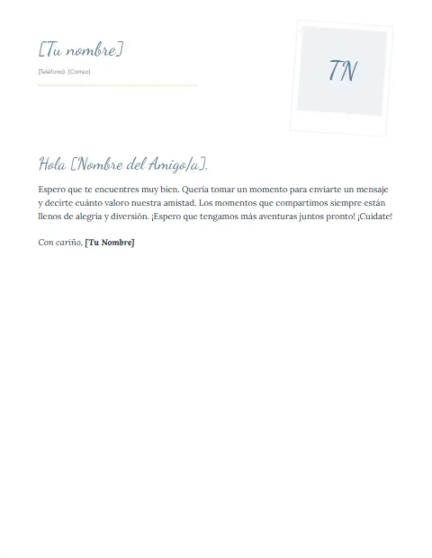 Carta Informal Corta: diseño Polaroid