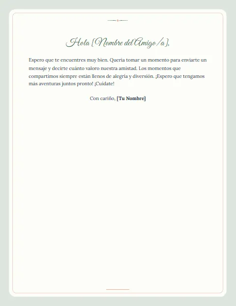 Formato de carta informal corta para descargar en Word