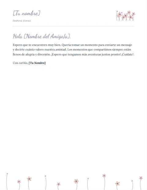 Carta Informal Corta: diseño Pradera