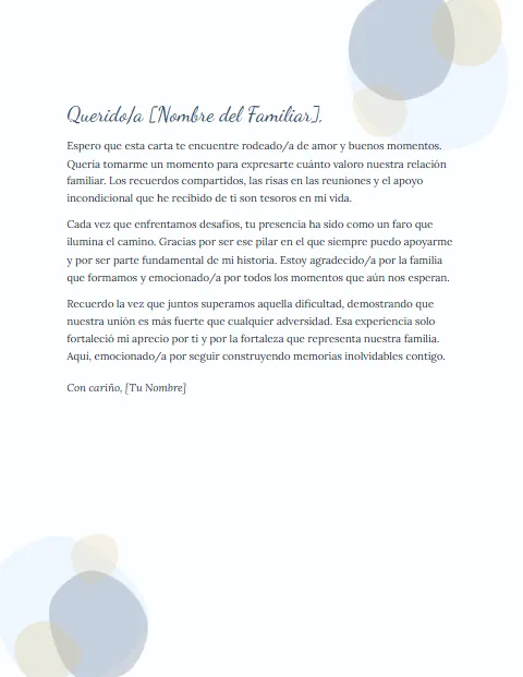 Carta Informal para un Familiar: diseño Acuarela