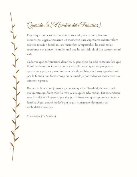 Carta Informal para un Familiar: diseño Botánico