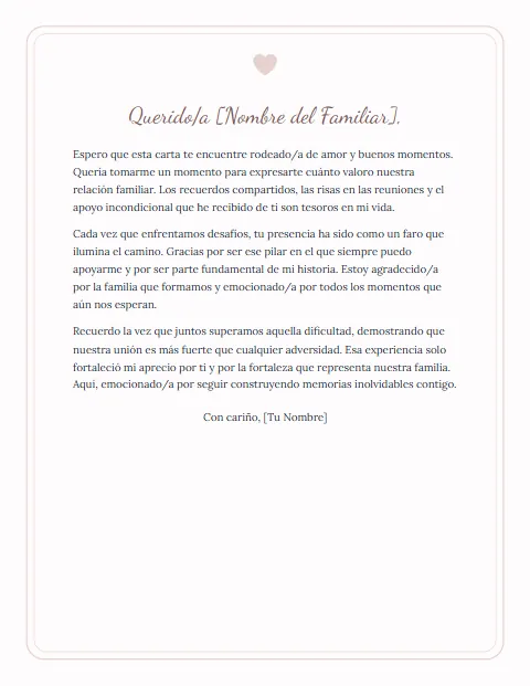 Carta Informal para un Familiar: diseño Cariño