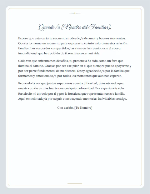 Carta Informal para un Familiar: diseño Postal