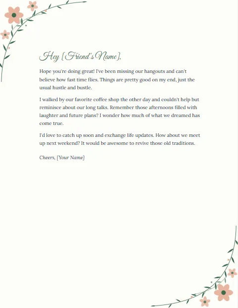 Carta Informal en Inglés: diseño Floral