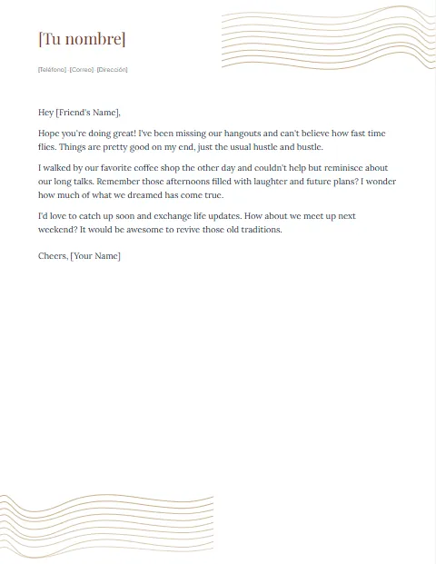 Formato de carta informal en inglés para descargar en Word