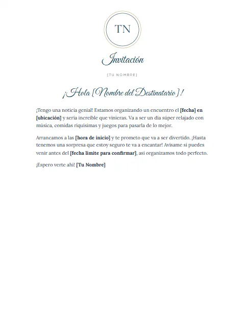 Carta de Invitación a un Evento Informal: diseño Monograma en círculo