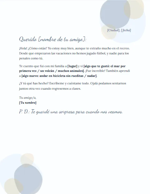 Carta Informal para Niños: diseño Acuarela