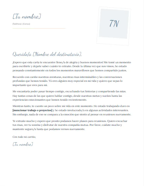 Formato de Carta Informal: diseño Polaroid