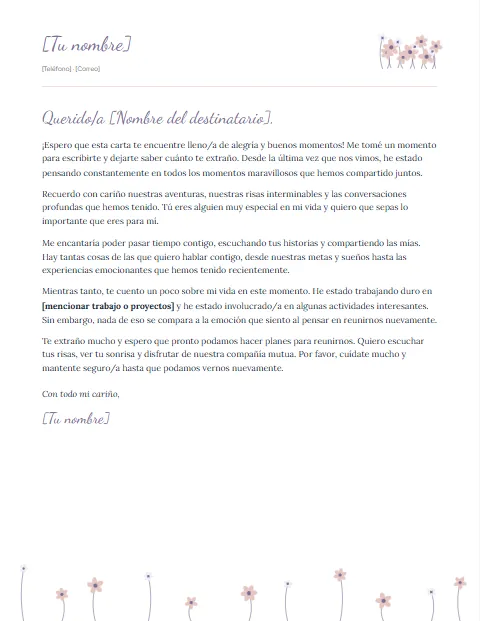 Formato de Carta Informal: diseño Pradera
