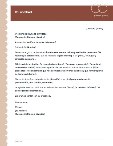 Formato de Carta de Invitación: diseño Festoneado