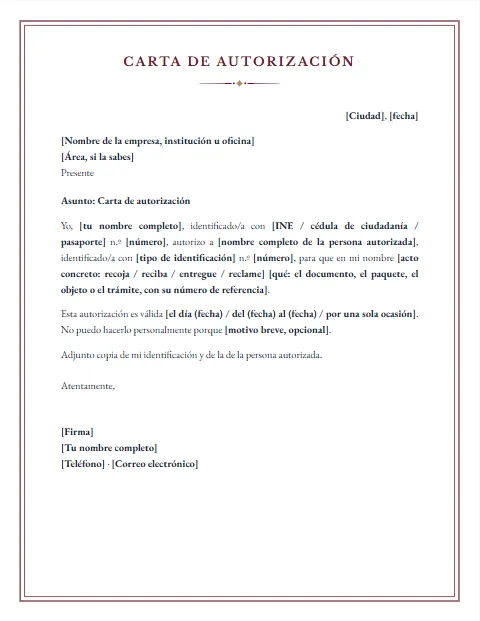Carta de Autorización: diseño Notarial