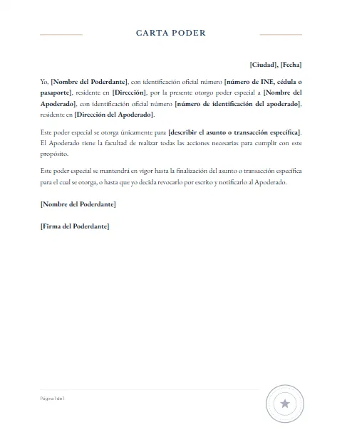 Formato de Carta Poder: diseño Con sello