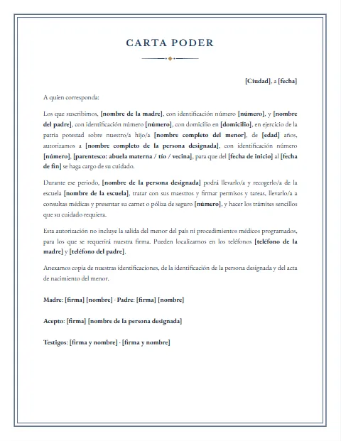 Carta Poder para Designar un Tutor: diseño Notarial