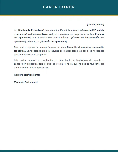 Formato de Carta Poder: diseño Oficial