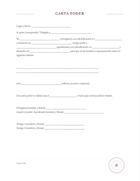Formato de Carta Poder Simple: diseño Con sello