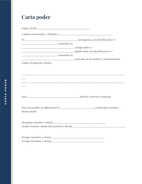 Formato de Carta Poder Simple: diseño Margen