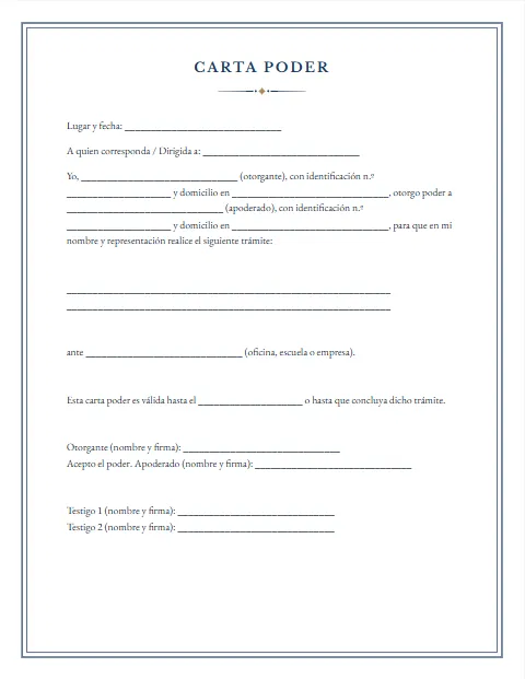 Formato de Carta Poder Simple: diseño Notarial