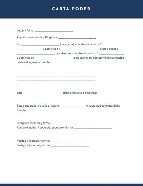 Formato de Carta Poder Simple: diseño Oficial
