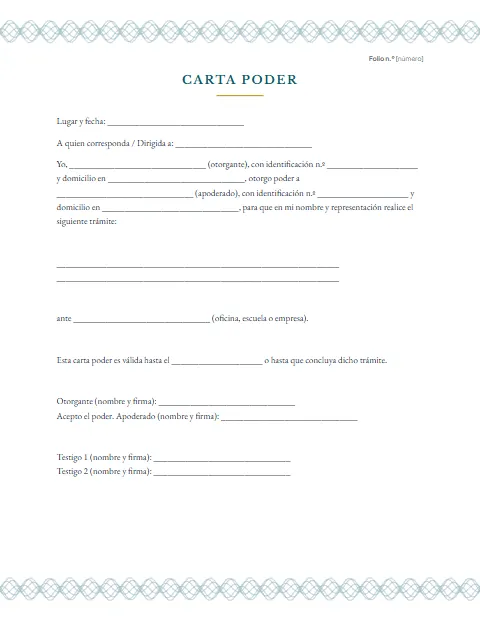Formato de Carta Poder Simple: diseño Papel de seguridad