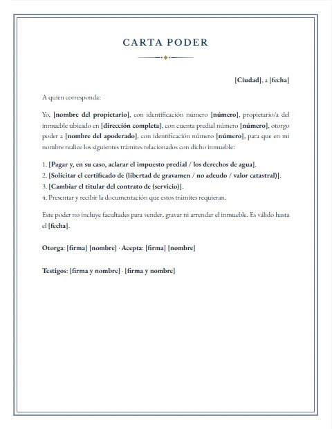 Carta Poder para Trámites de Vivienda: diseño Notarial