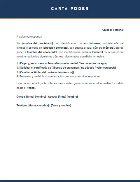 Carta Poder para Trámites de Vivienda: diseño Oficial