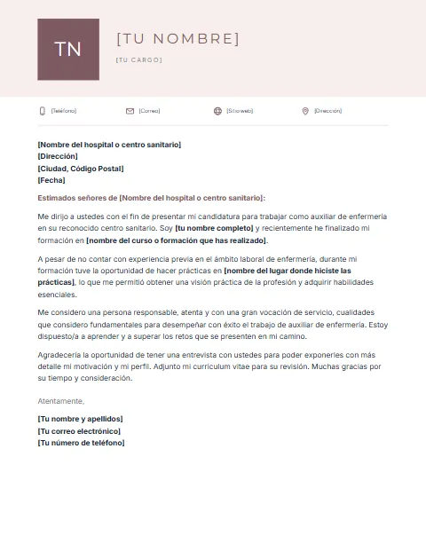 Formato de Carta de Presentación: diseño Cabecera con foto