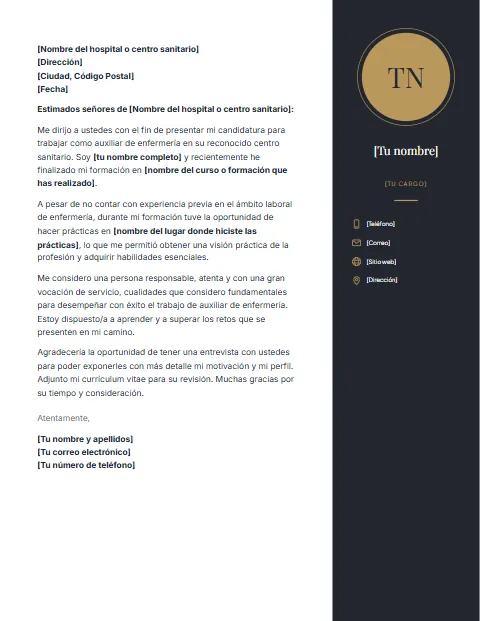 Formato de carta de presentación para descargar en Word