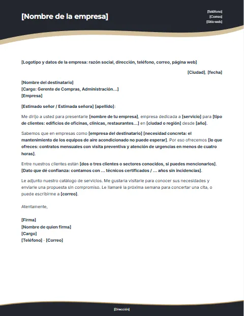 Formato de Carta de Presentación de Empresa para descargar en Word