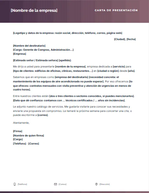 Carta de Presentación de Empresa: diseño Degradado