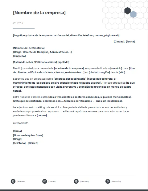 Carta de Presentación de Empresa: diseño Hexágonos
